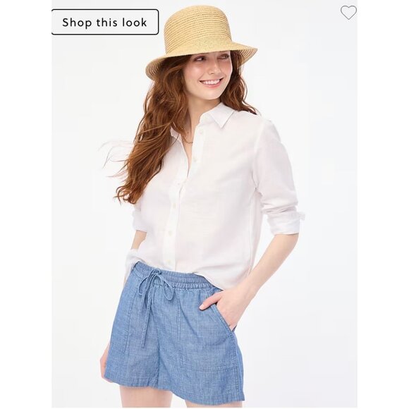 J.Crew $80 Linen Blend Button Up Shirt White Size M BY035 - Picture 1 of 6